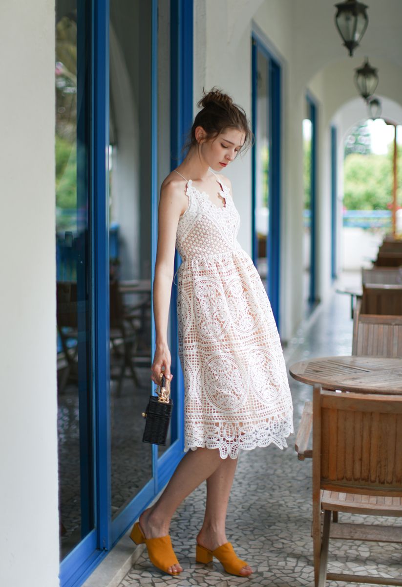 Moonlit Night Cross Back Crochet Cami Dress