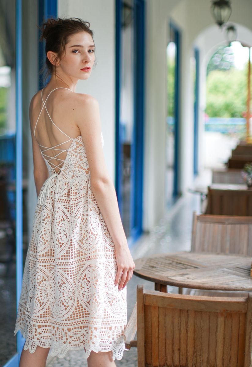 Moonlit Night Cross Back Crochet Cami Dress
