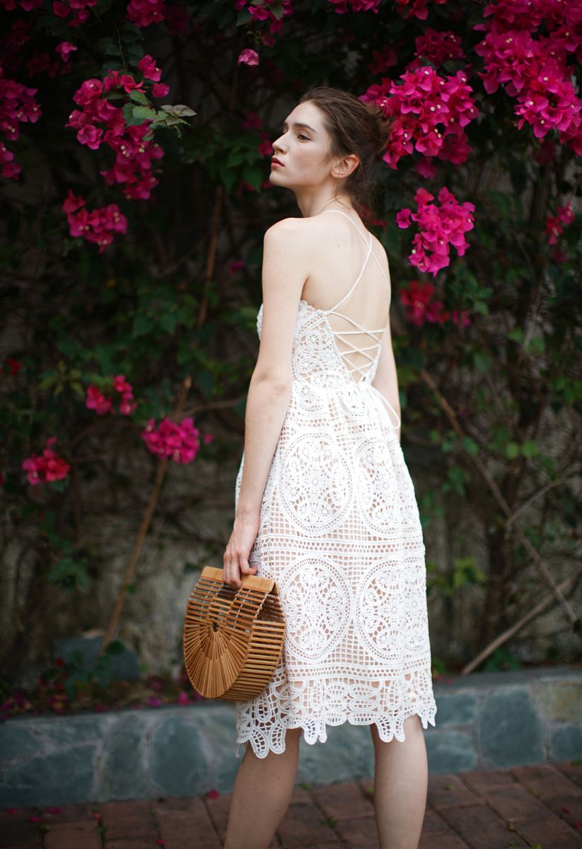 Moonlit Night Cross Back Crochet Cami Dress