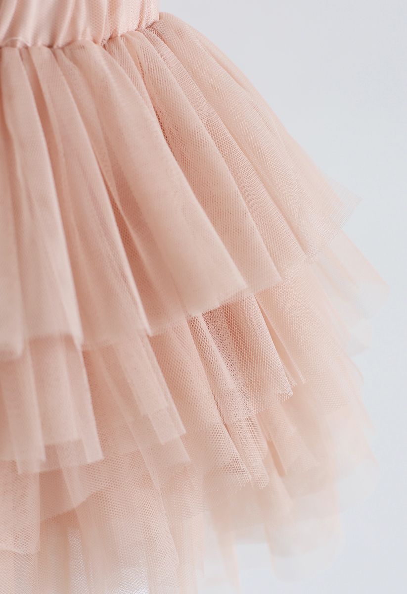 Love Me More Layered Tulle Skirt in Nude Pink for Kids