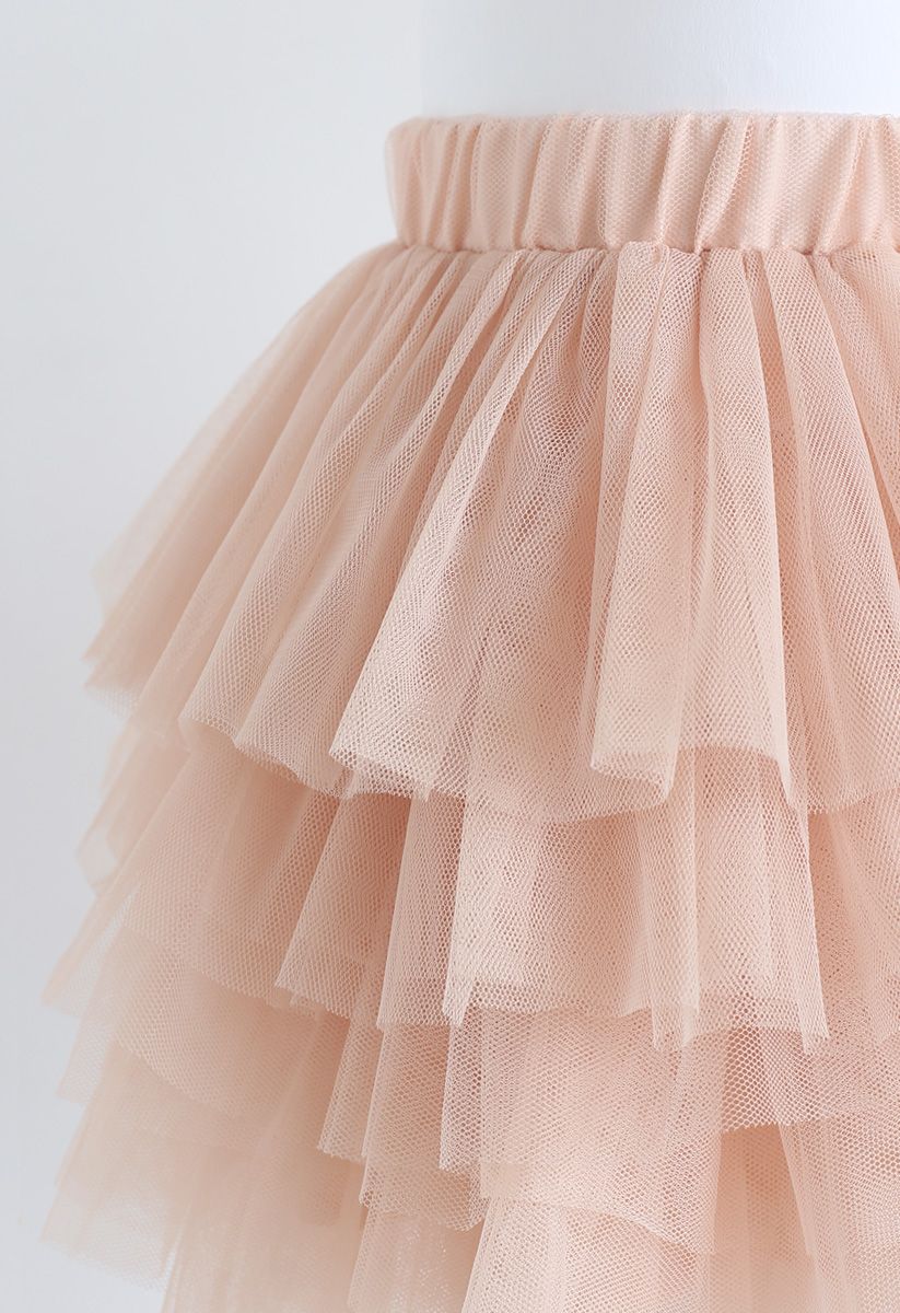 Love Me More Layered Tulle Skirt in Nude Pink for Kids