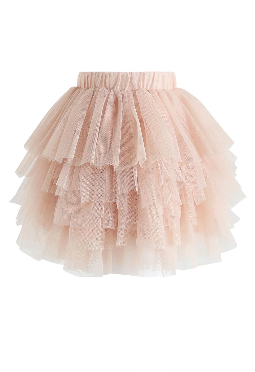 Love Me More Layered Tulle Skirt in Nude Pink for Kids