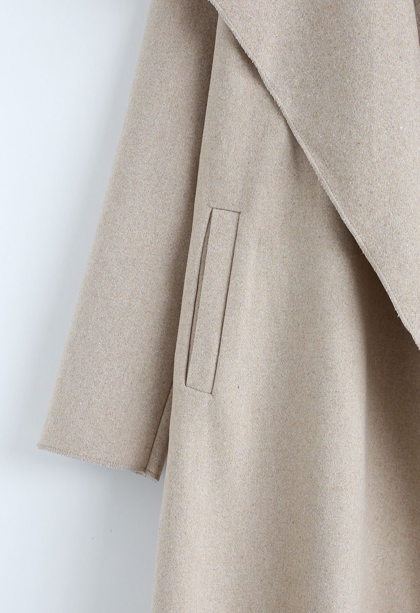 Free Myself Open Front Wool-Blend Coat in Sand