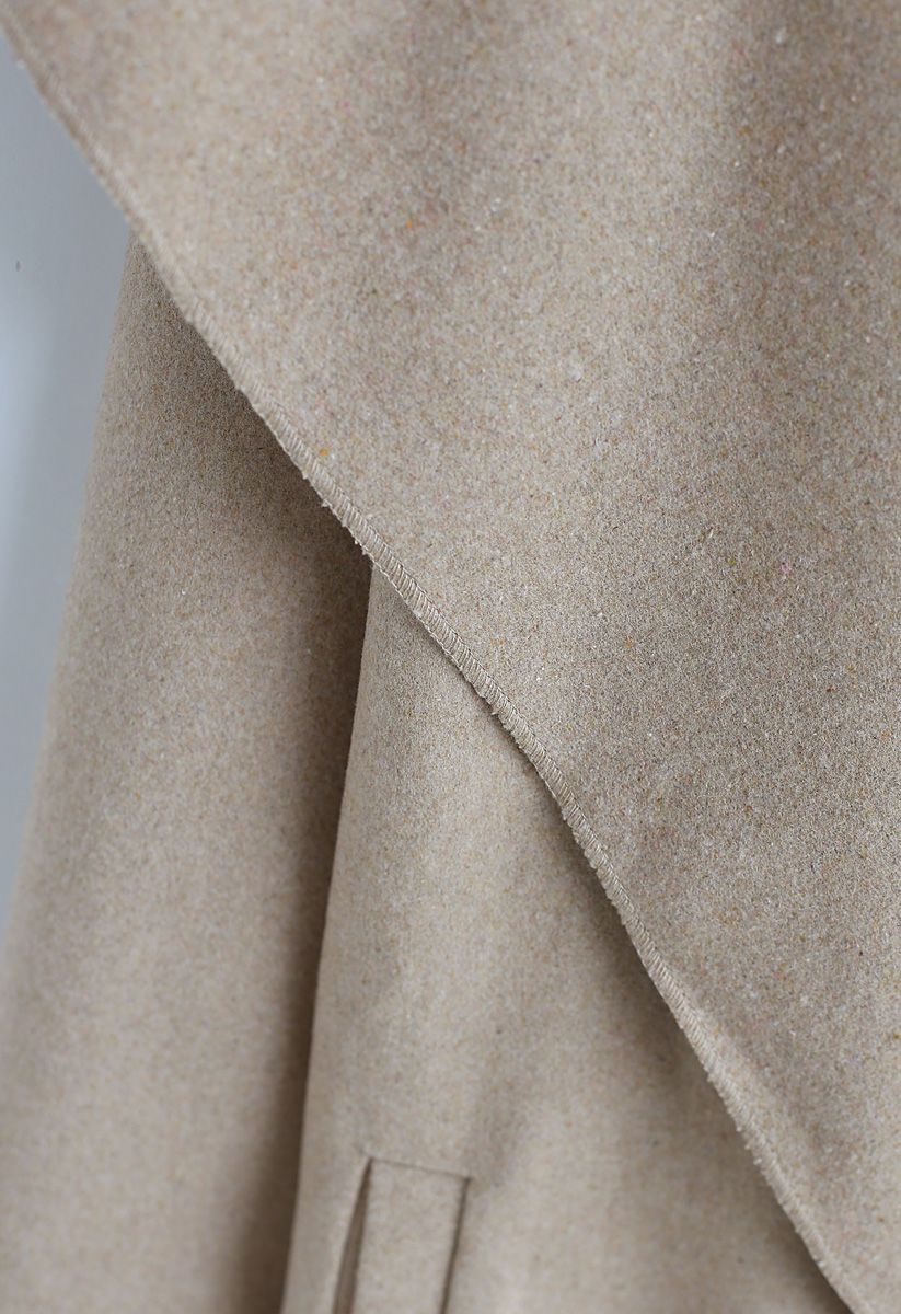 Free Myself Open Front Wool-Blend Coat in Sand