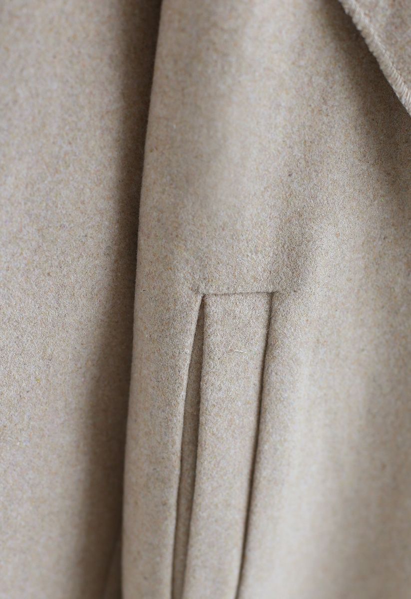 Free Myself Open Front Wool-Blend Coat in Sand