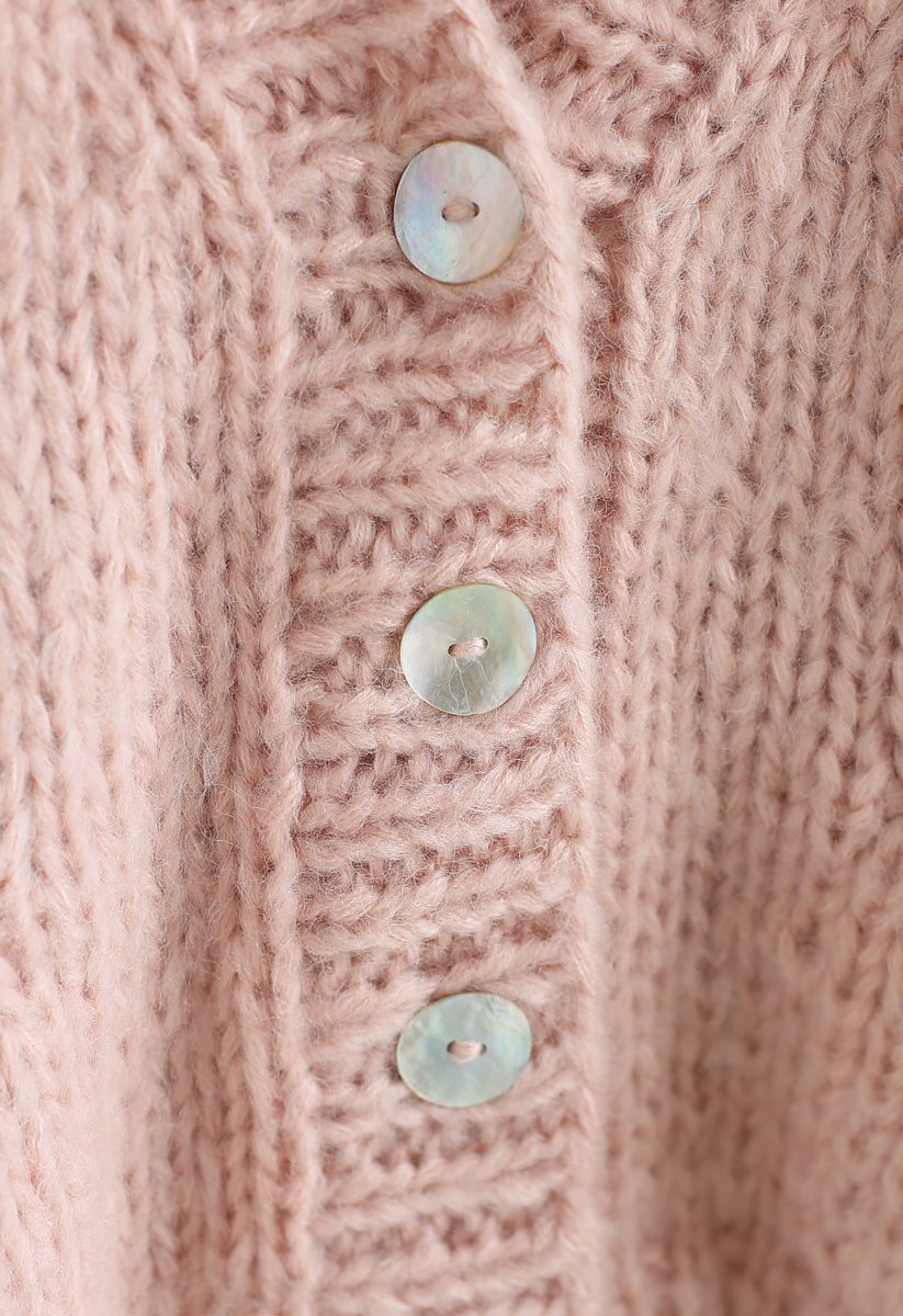 Pause for the Cozy Chunky Hand Knit Cardigan in Pink