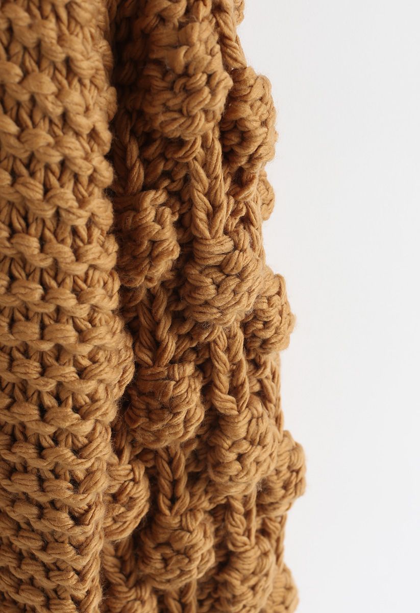 Cuteness on Sleeves Chunky Cardigan in Caramel