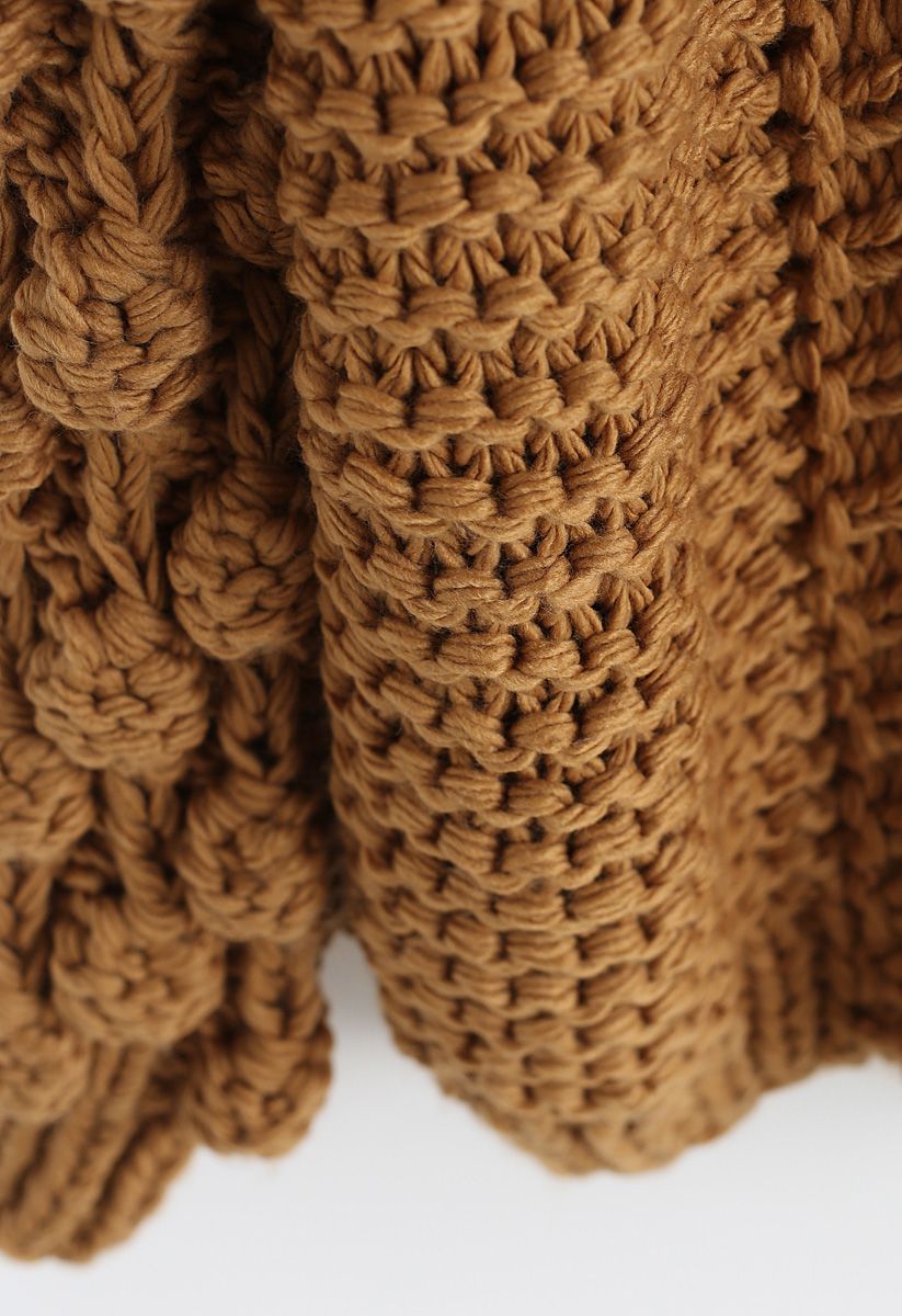 Cuteness on Sleeves Chunky Cardigan in Caramel