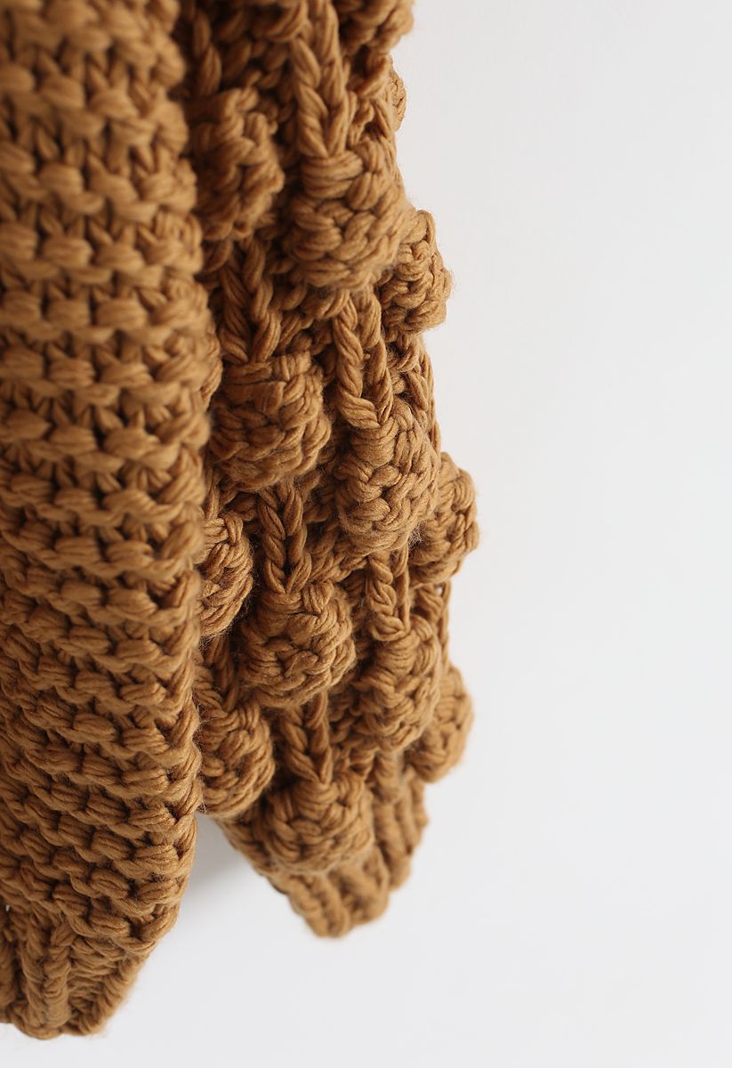 Cuteness on Sleeves Chunky Cardigan in Caramel
