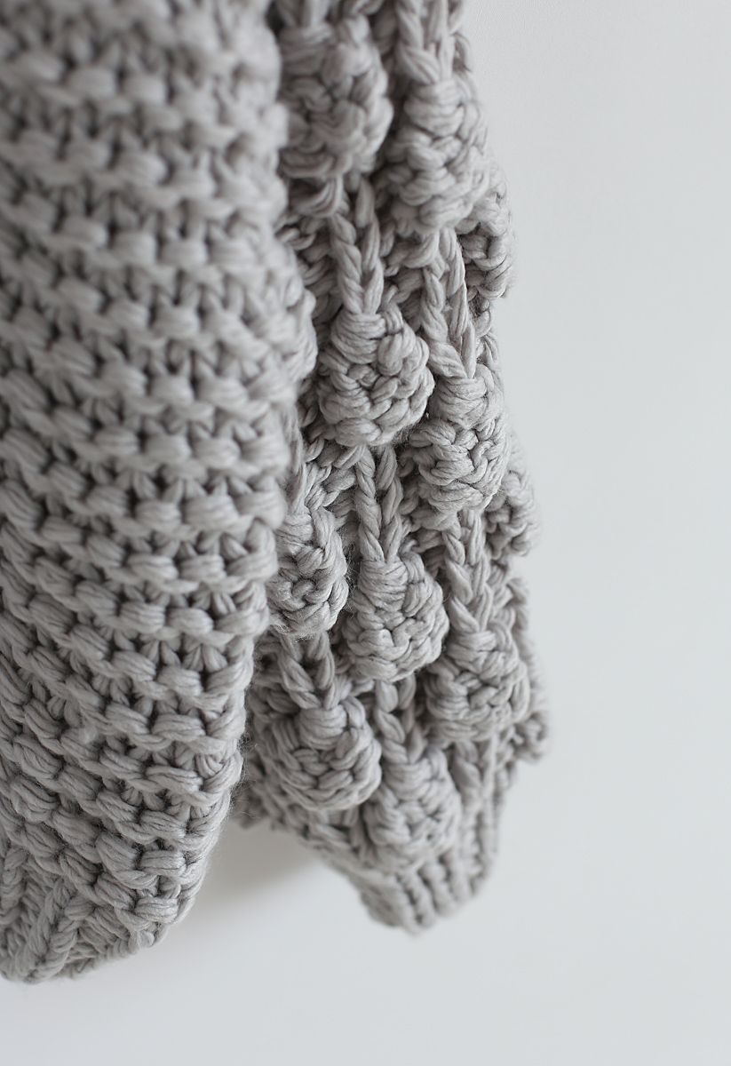 Cuteness on Sleeves Chunky Cardigan in Grey