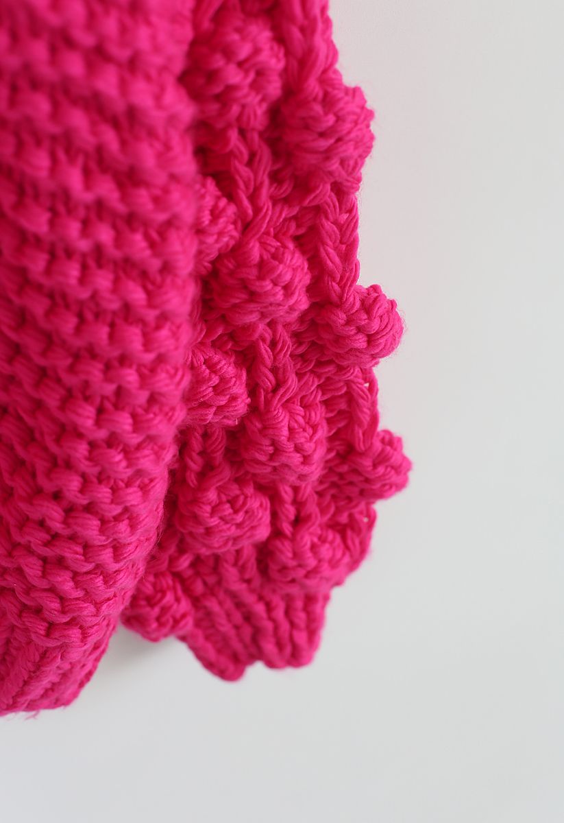 Cuteness on Sleeves Chunky Cardigan in Hot Pink