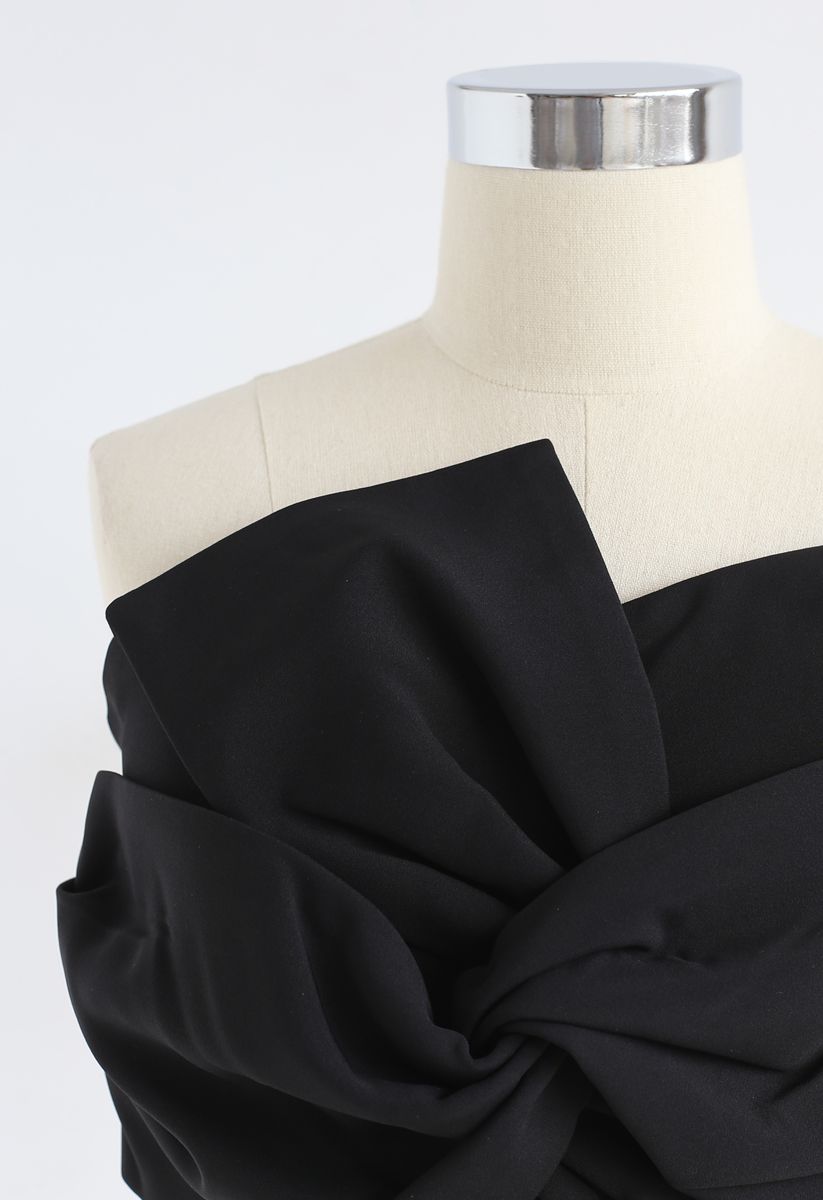 Sweet Knot Bustier Top in Black