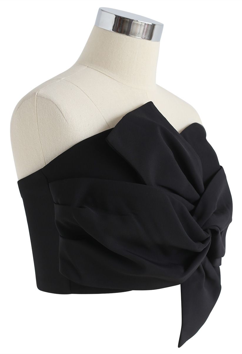Sweet Knot Bustier Top in Black