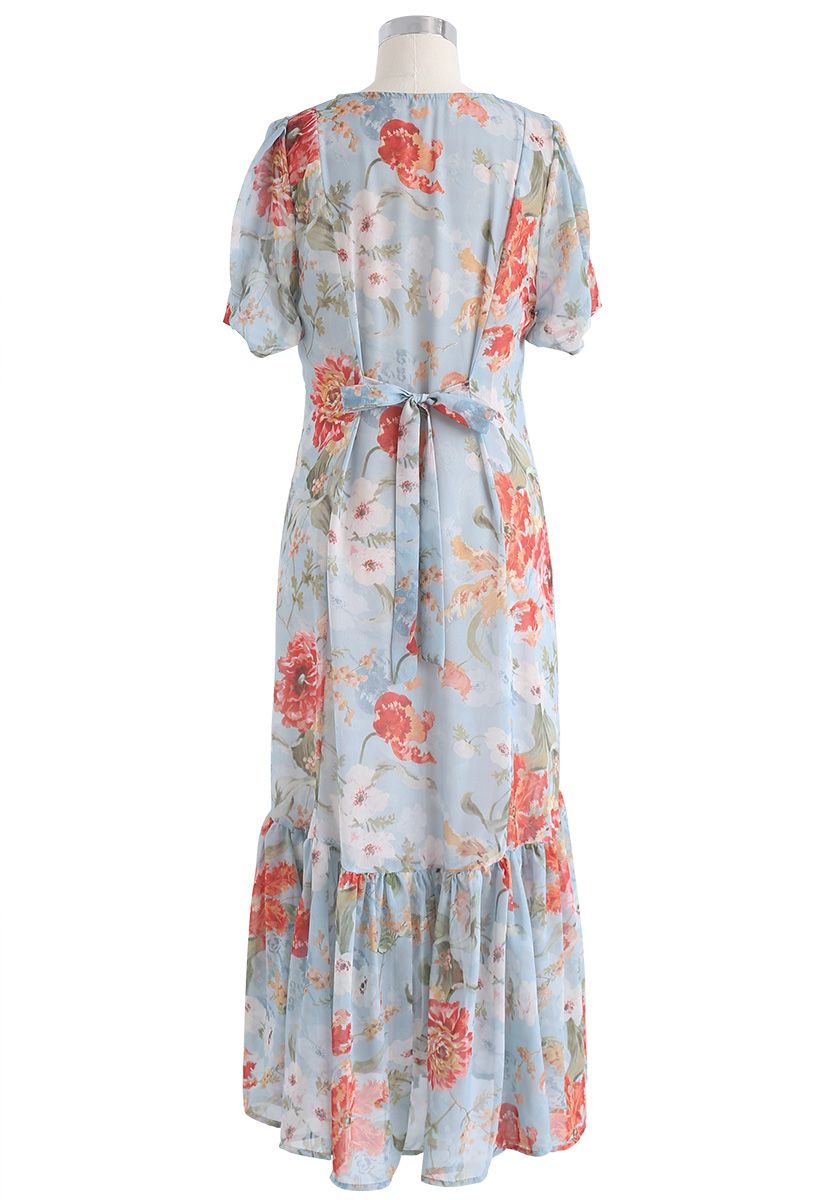 Garden Glamour Watercolor V-neck Dress