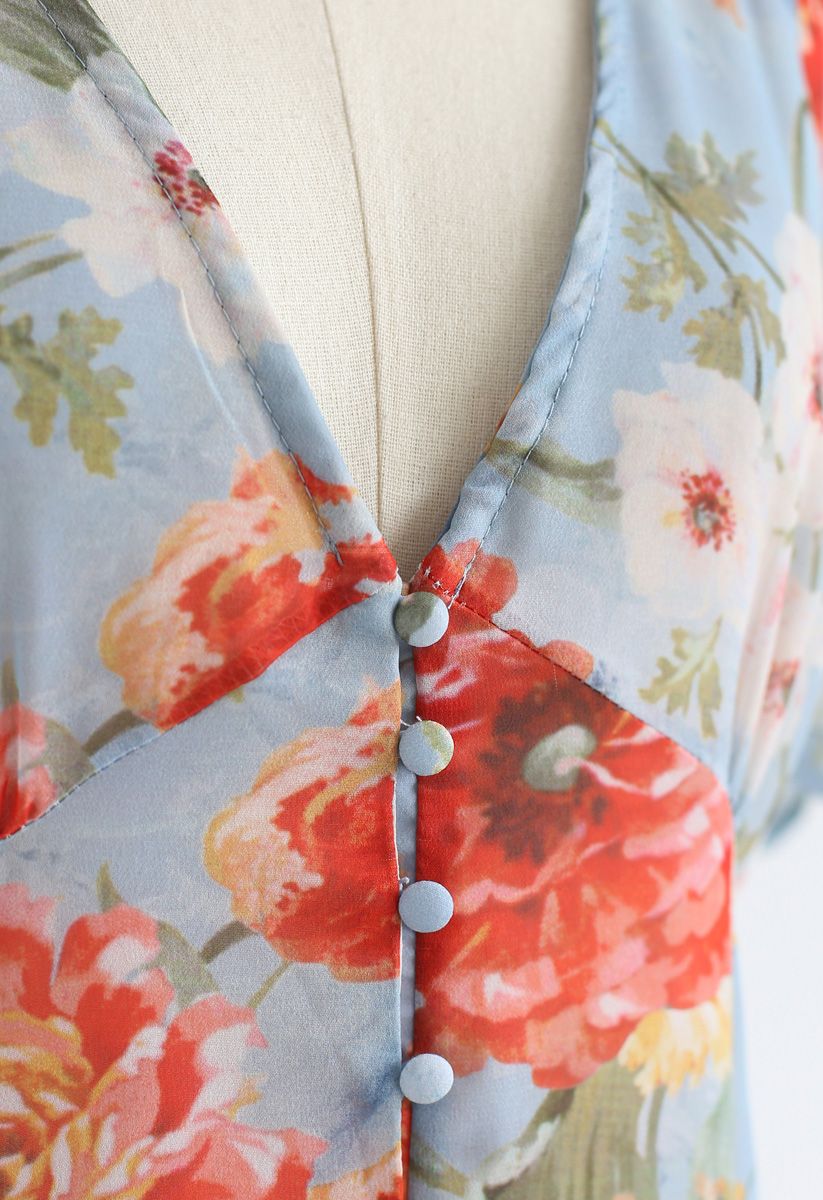 Garden Glamour Watercolor V-neck Dress