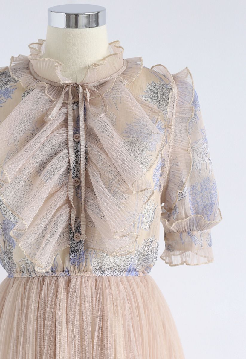We Know It All Gradient Pleated Mesh Tulle Dress 