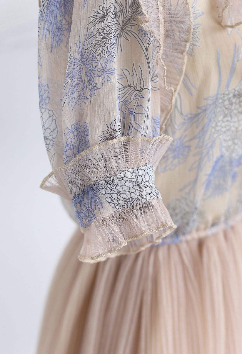 We Know It All Gradient Pleated Mesh Tulle Dress 