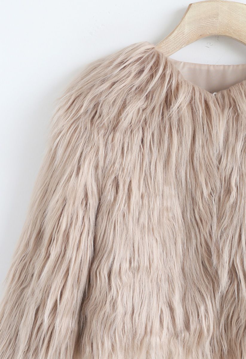 My Chic Faux Fur Coat in Tan For Kids