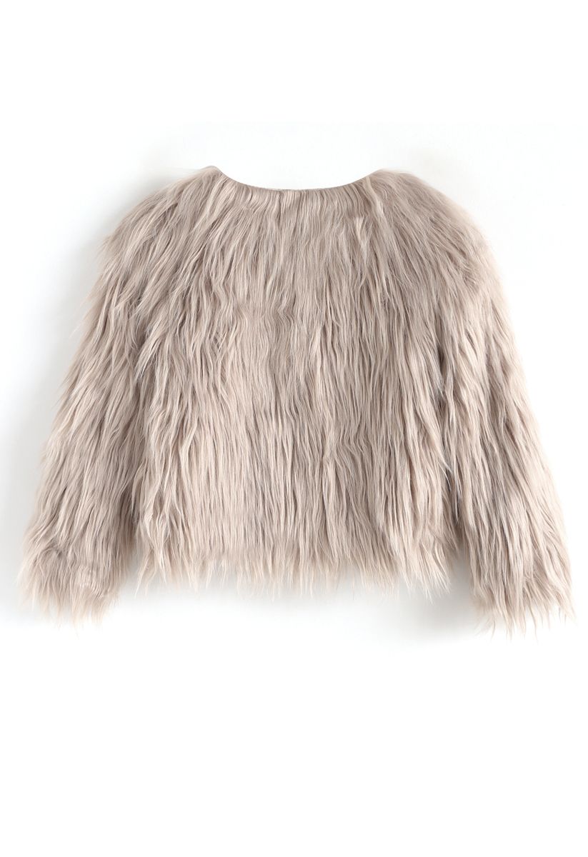 My Chic Faux Fur Coat in Tan For Kids