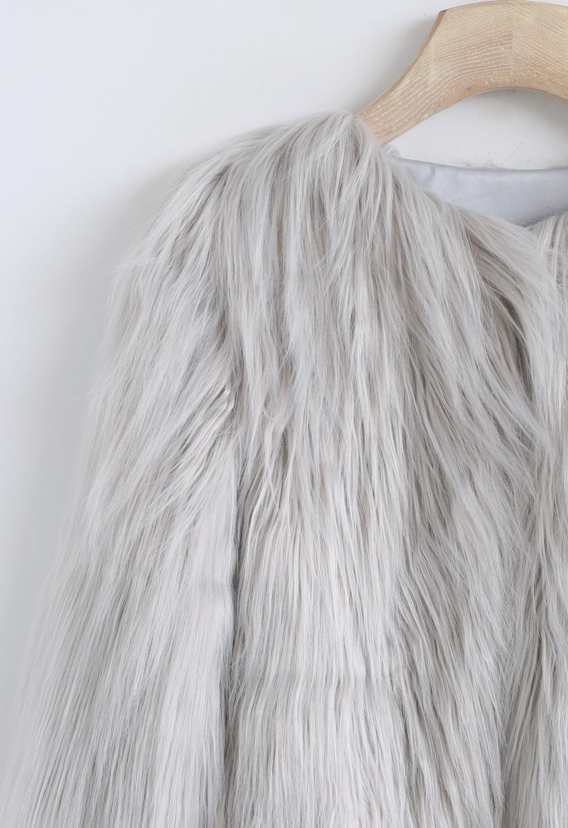 My Chic Faux Fur Coat in Grey For Kids