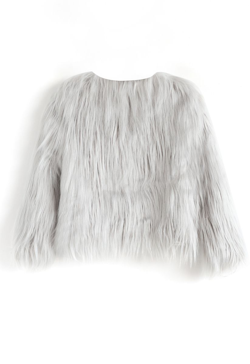 My Chic Faux Fur Coat in Grey For Kids