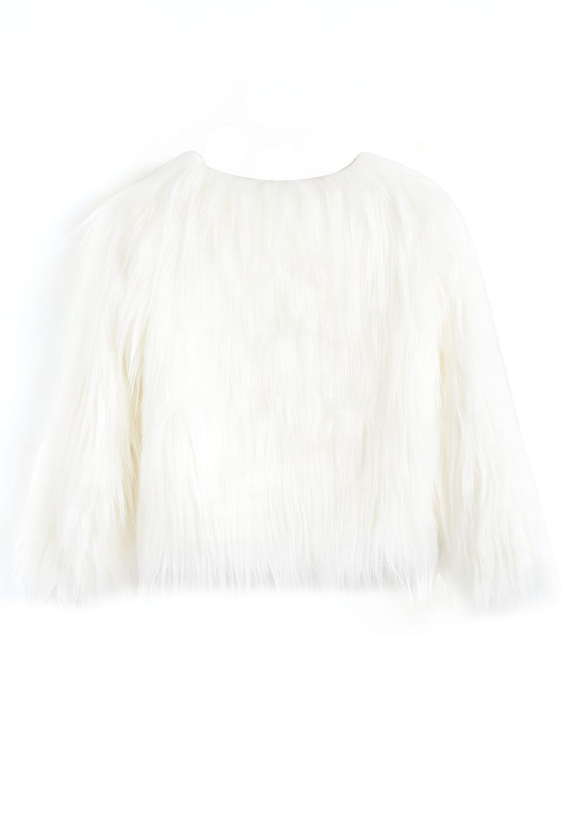 My Chic Faux Fur Coat in White For Kids