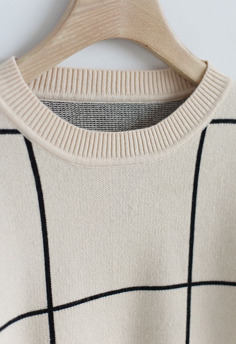 Grid Round Neck Sweater