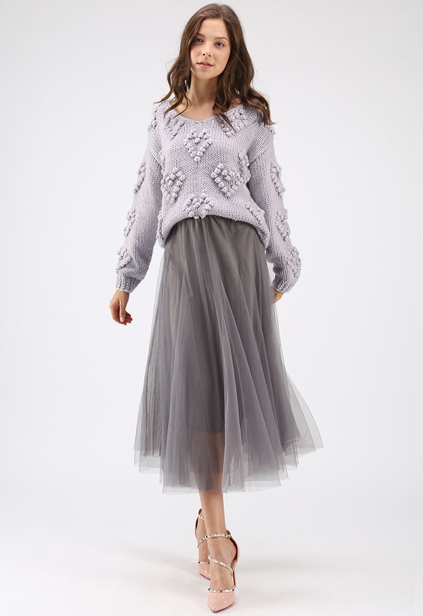 Knit Your Love V-Neck Sweater in Lavender
