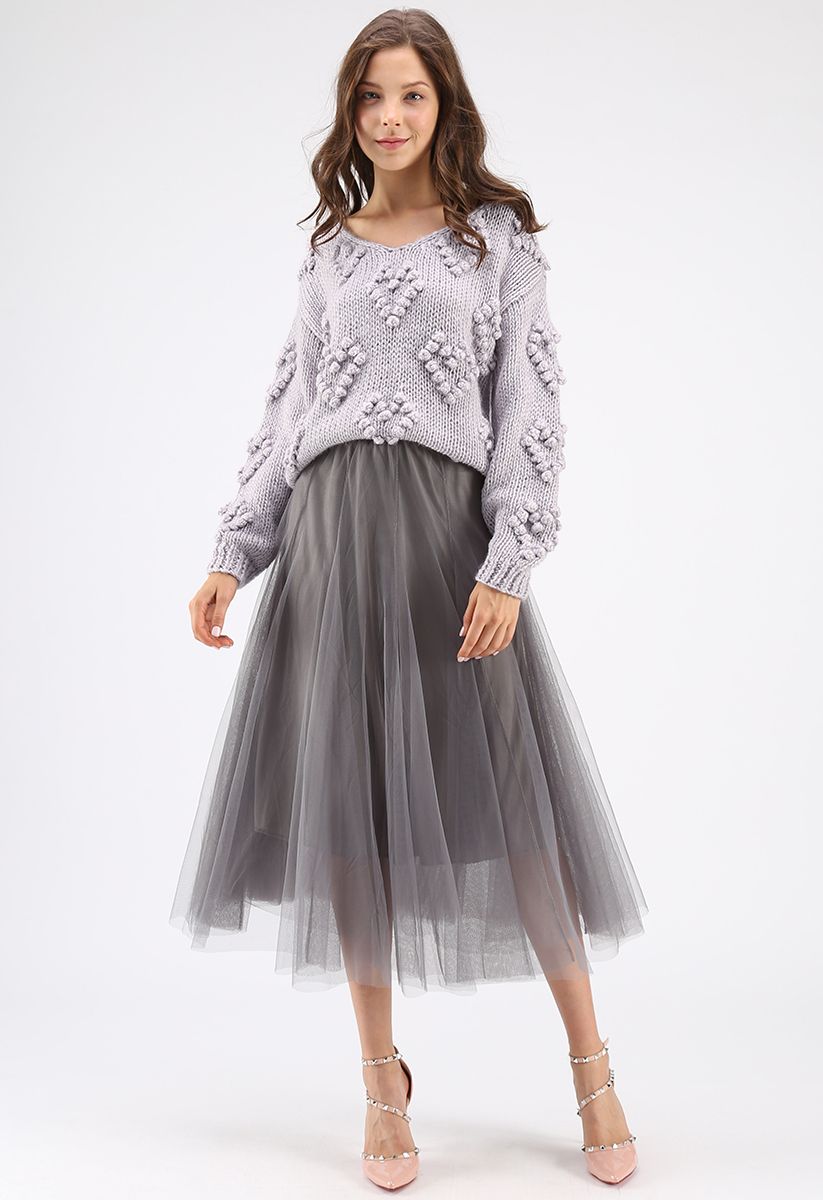 Knit Your Love V-Neck Sweater in Lavender