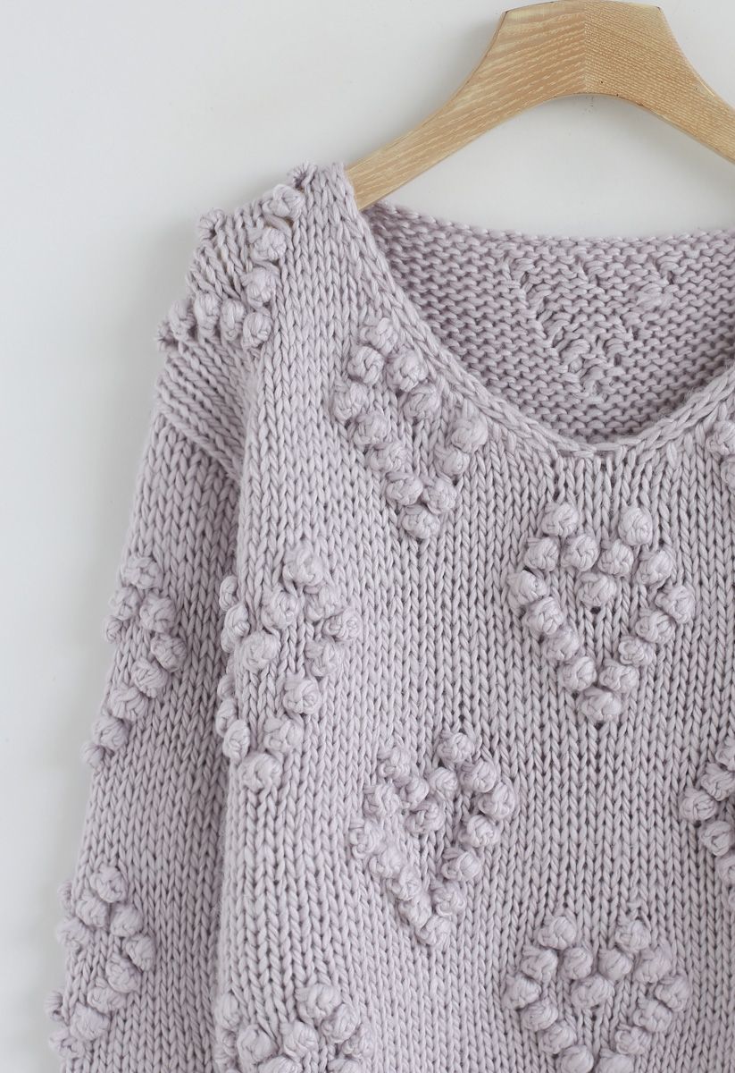Knit Your Love V-Neck Sweater in Lavender