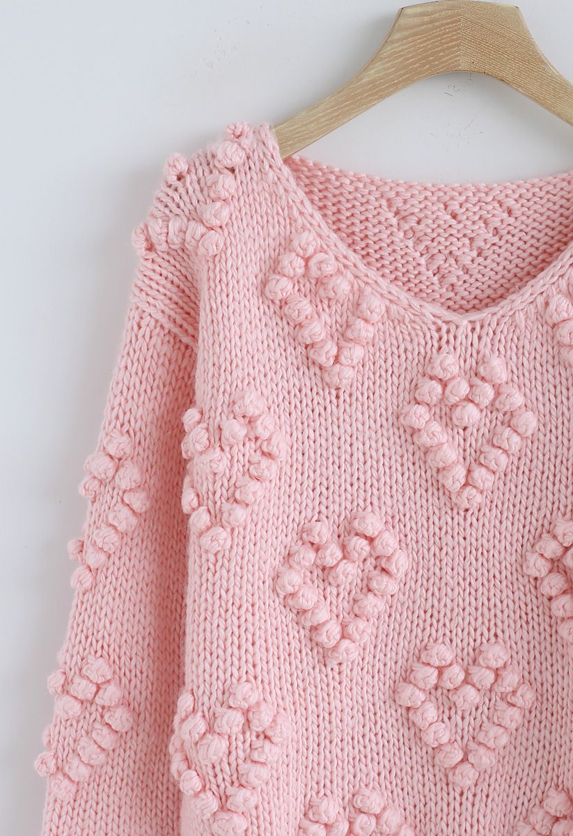 Knit Your Love V-Neck Sweater in Pink