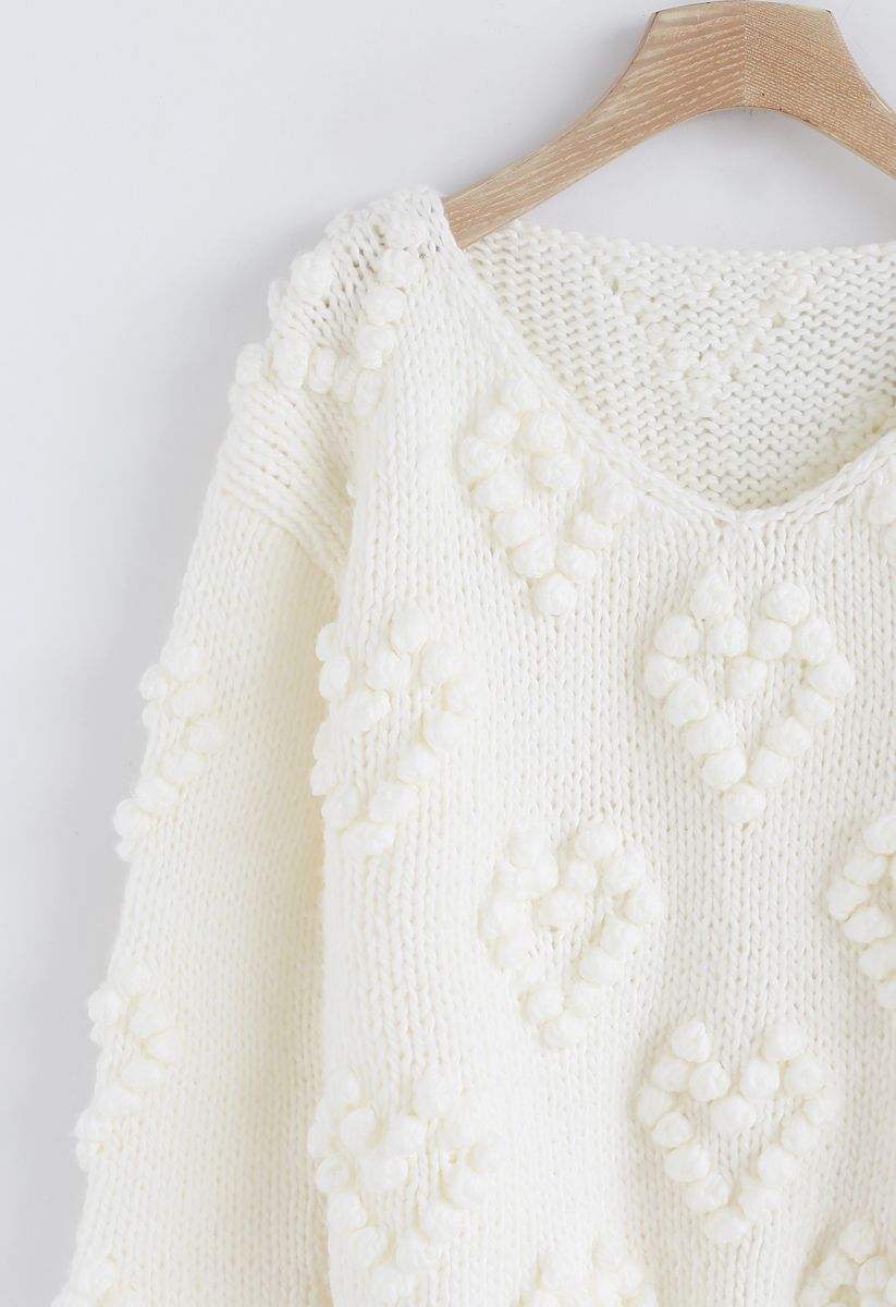 Knit Your Love V-Neck Sweater in White
