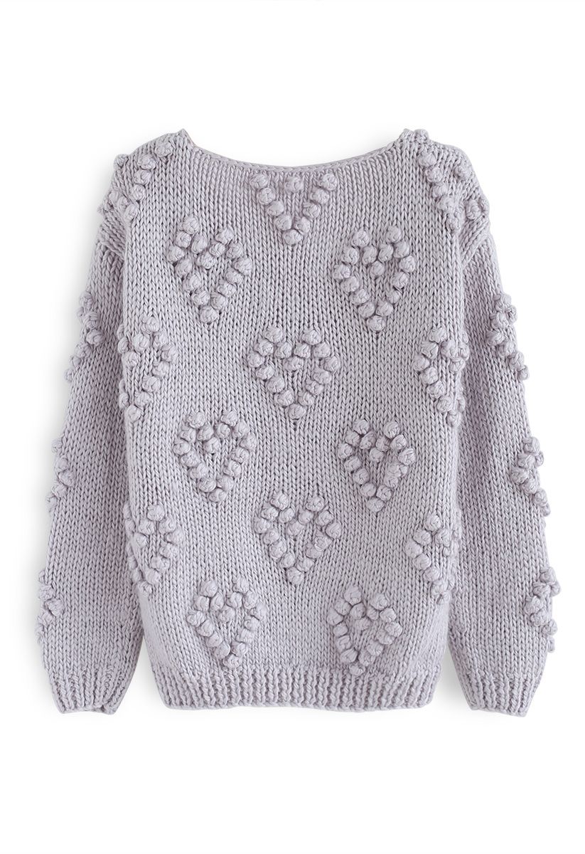 Knit Your Love V-Neck Sweater in Lavender
