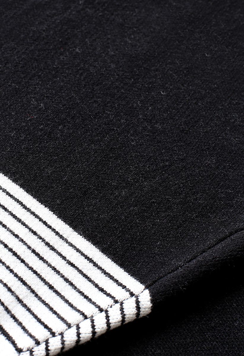 Lie in Black Fields Striped Oversize Knit Cape Sweater