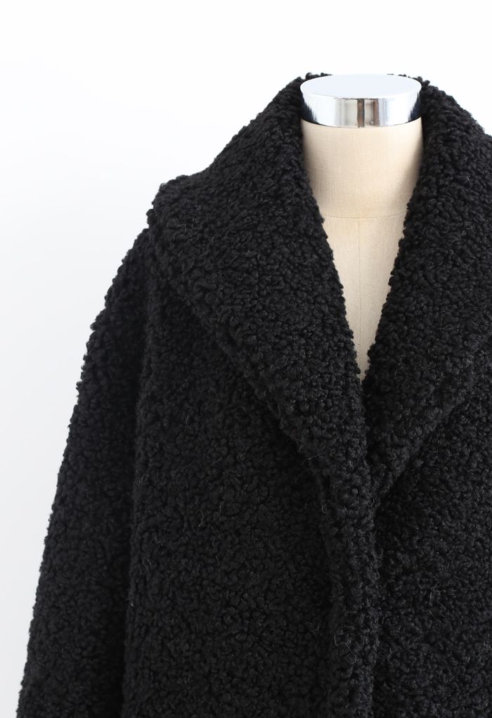 Feeling of Warmth Faux Fur Longline Coat in Black