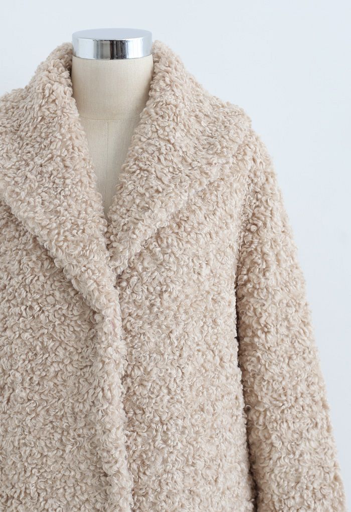 Feeling of Warmth Faux Fur Longline Coat in Sand