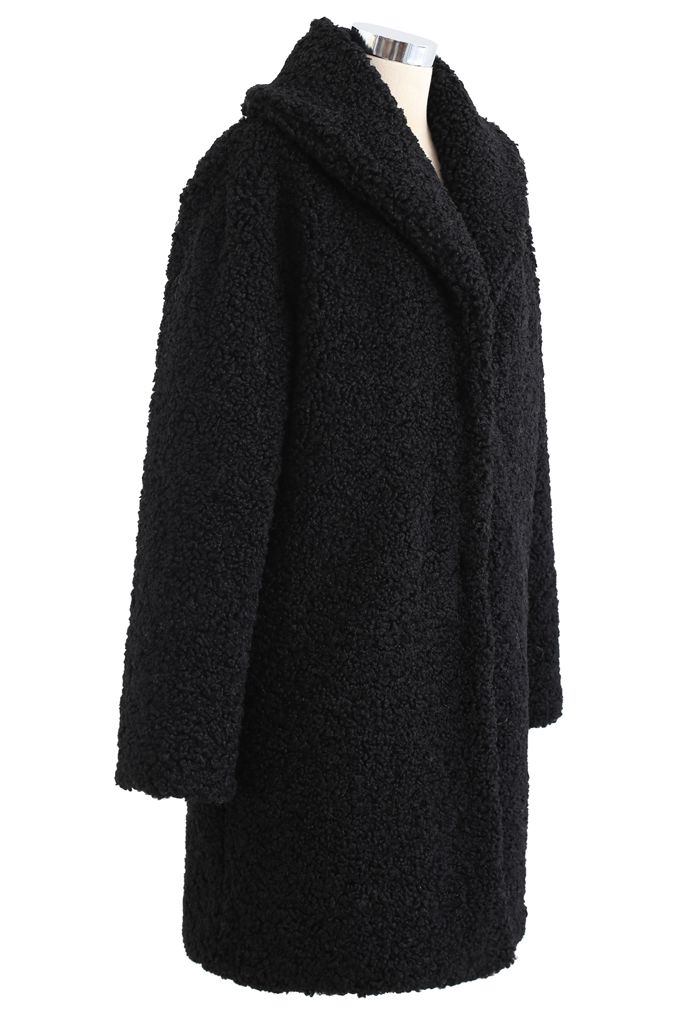 Feeling of Warmth Faux Fur Longline Coat in Black