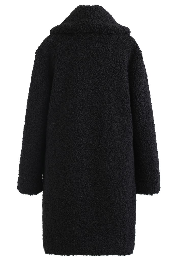 Feeling of Warmth Faux Fur Longline Coat in Black