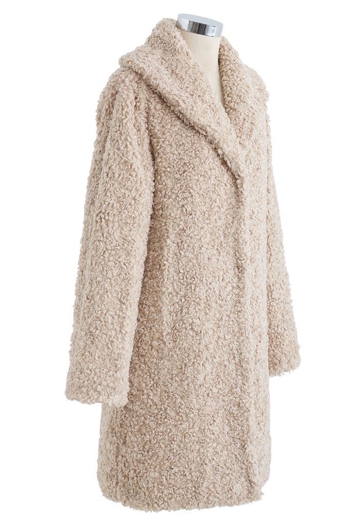 Feeling of Warmth Faux Fur Longline Coat in Sand