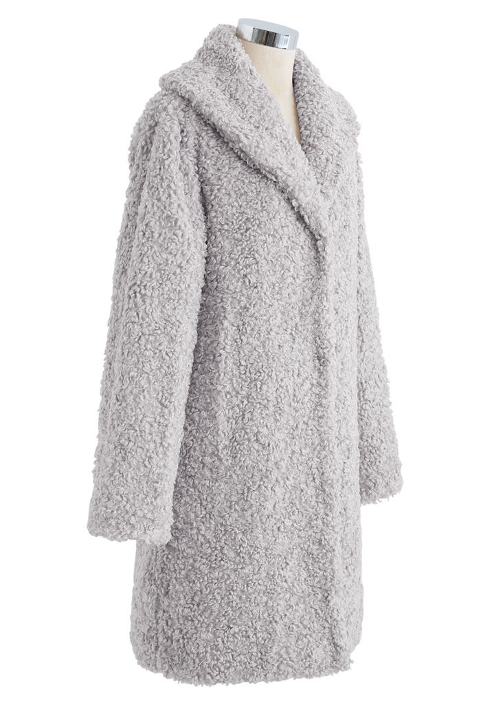 Feeling of Warmth Faux Fur Longline Coat in Grey