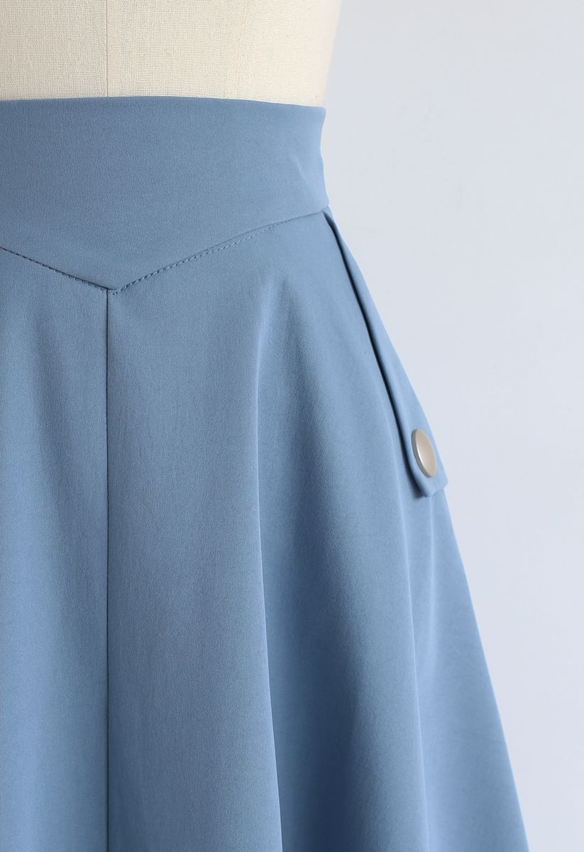 Classic Simplicity A-Line Midi Skirt in Blue Halloween Costumes