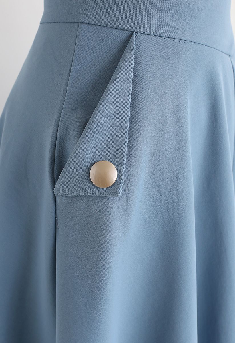 Classic Simplicity A-Line Midi Skirt in Blue Halloween Costumes