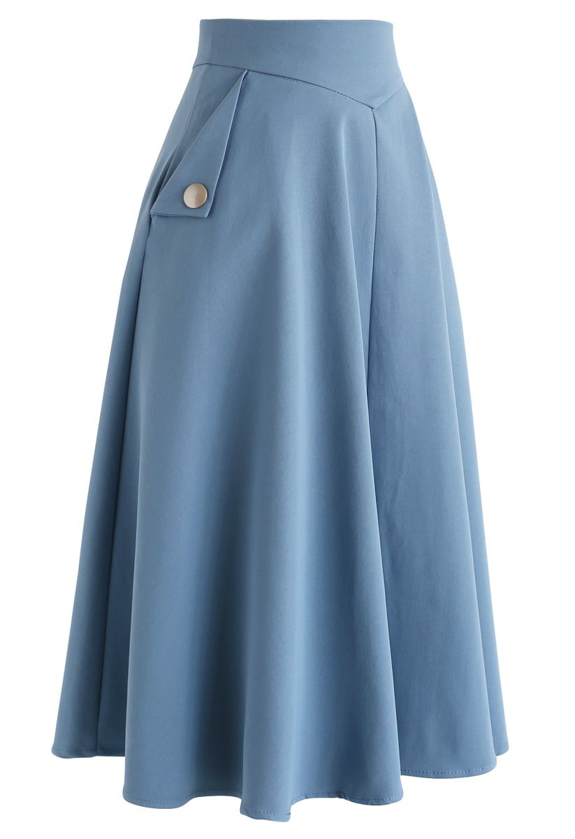 Classic Simplicity A-Line Midi Skirt in Blue Halloween Costumes