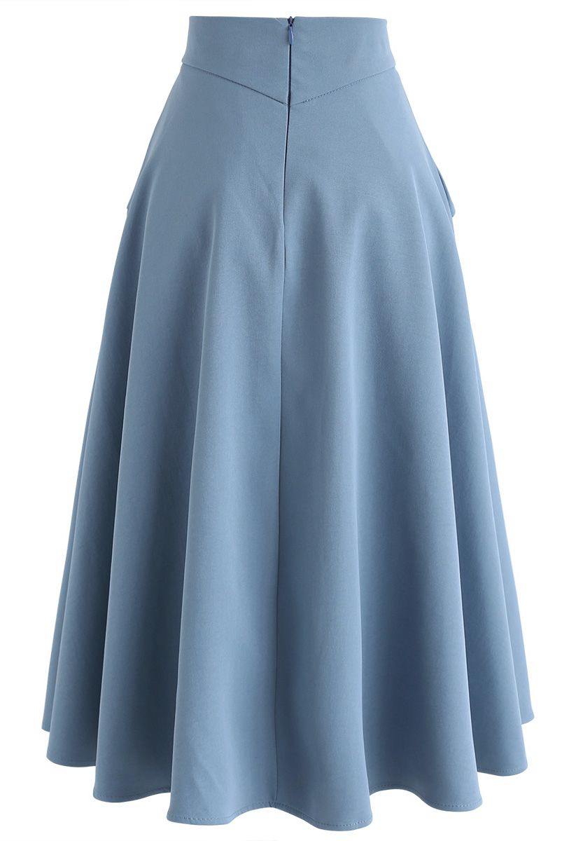 Classic Simplicity A-Line Midi Skirt in Blue Halloween Costumes