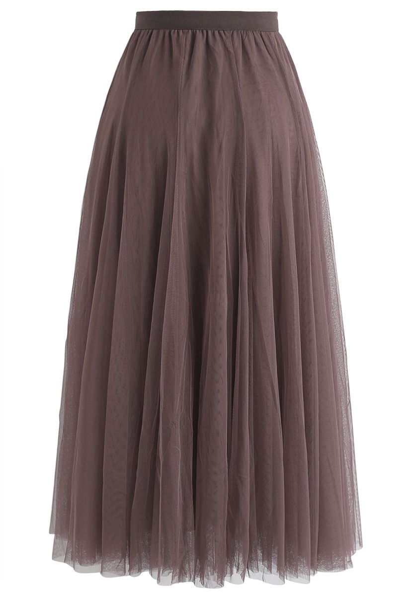 My Secret Garden Tulle Maxi Skirt in Brown