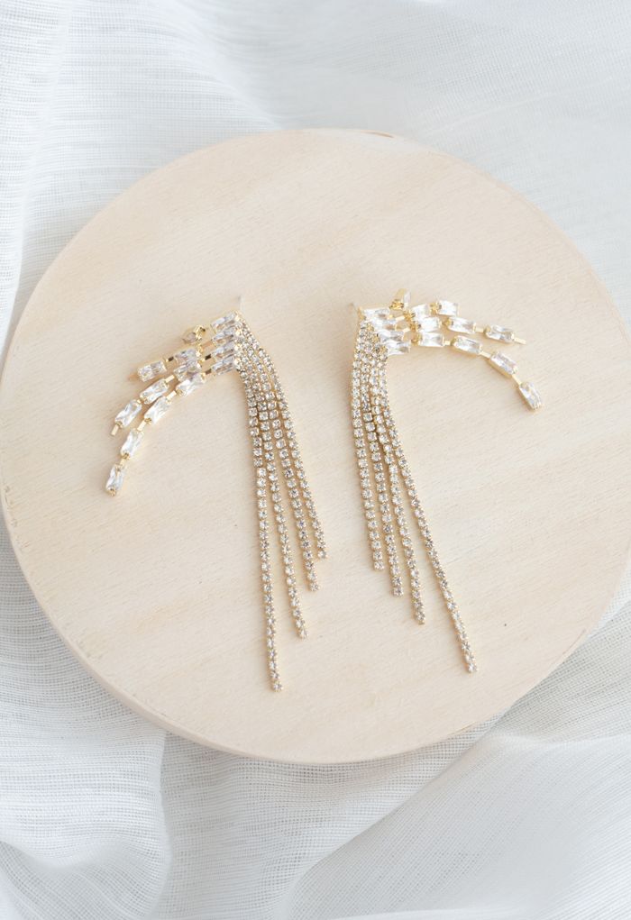 Crystal Chain Tassel Earrings