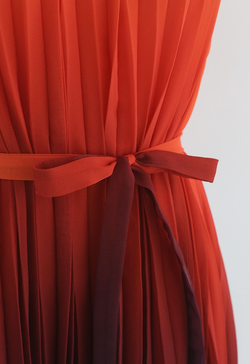 Splendor of the Sunset Gradient Pleated Maxi Dress