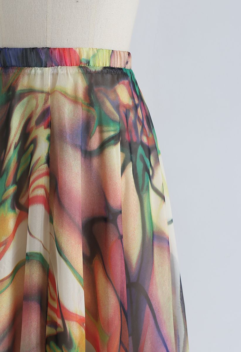 Richly Tinting Watercolor Maxi Skirt
