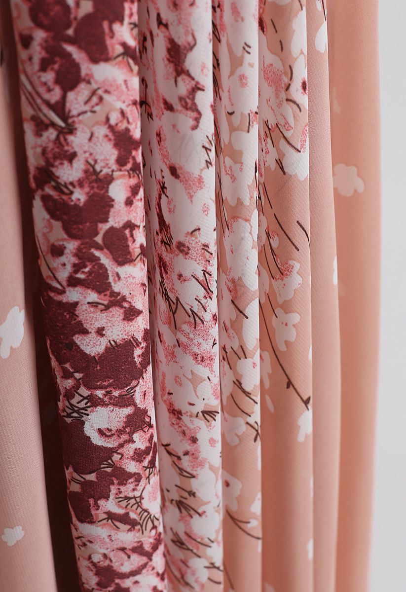 Cherry Blossom Watercolor Chiffon Maxi Skirt