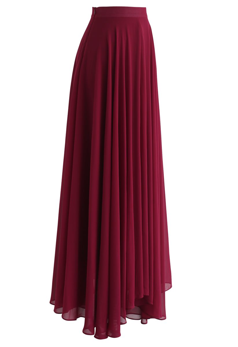 Timeless Favorite Chiffon Maxi Skirt in Wine